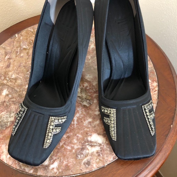 Fendi Shoes Fendi Freedom Black Embellished Crystal Ff Logo